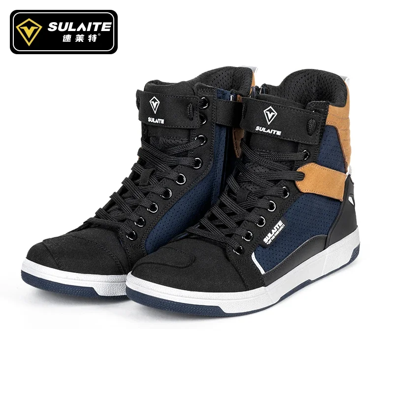 Men's Motorcycle Shoes Four Seasons Motorbike Gear Shift Breatheable Anti-fall Rider Road Racing Casual Shoes Boots