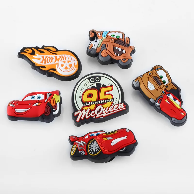 

6pcs Cartoon Movie Racing Story Accessories Shoe Charms Sandals Decoration Cars PVC Clogs Clips Buckle for Kids Gifts