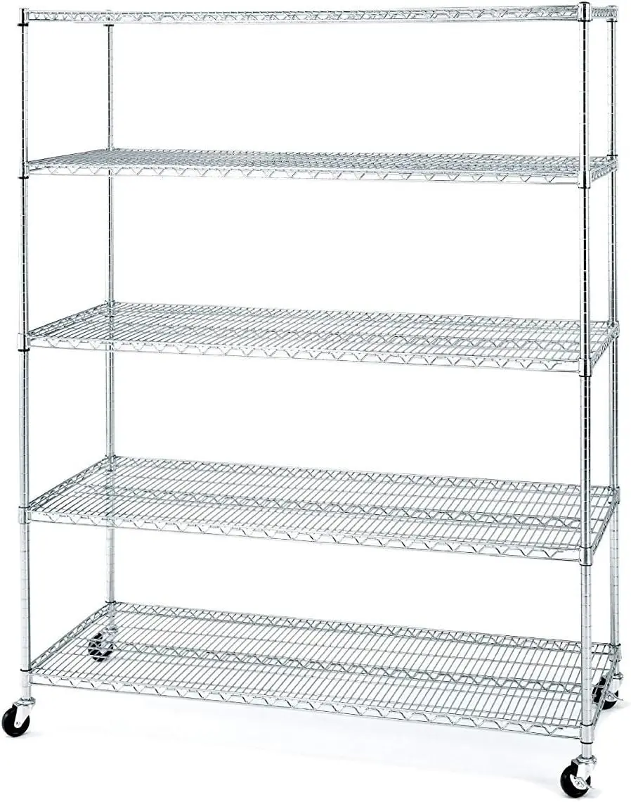 

Seville Classics UltraDurable MEGA Rack Commercial-Grade 5-Tier NSF-Certified Steel Wire Shelving with Wheels, 60" W x 24" D x 7