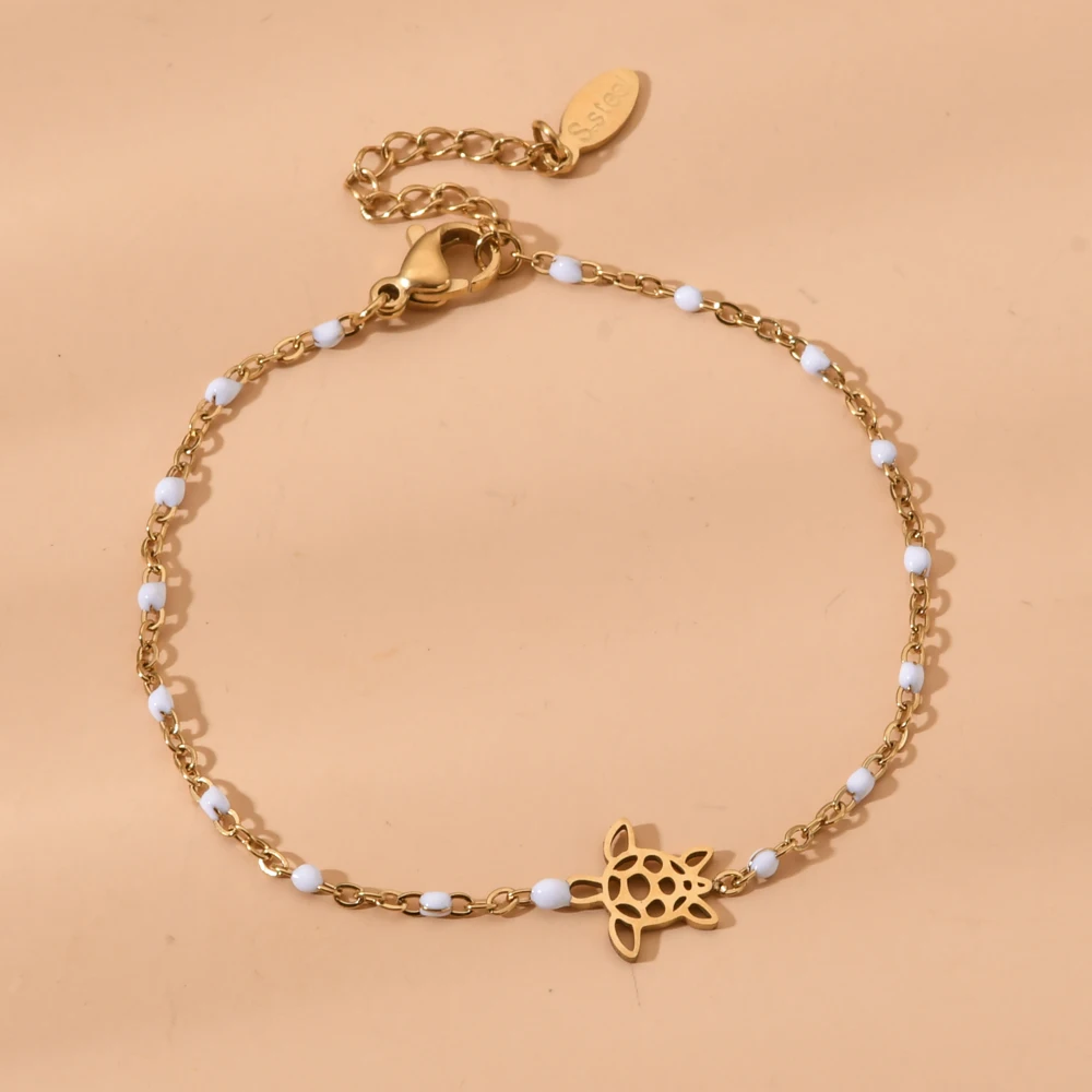 ZMZY Lucky Lovely Gold Color Love Hollow Turtle Bracelet For Women Stainless Steel Chain Bracelets Female Jewelry Gift