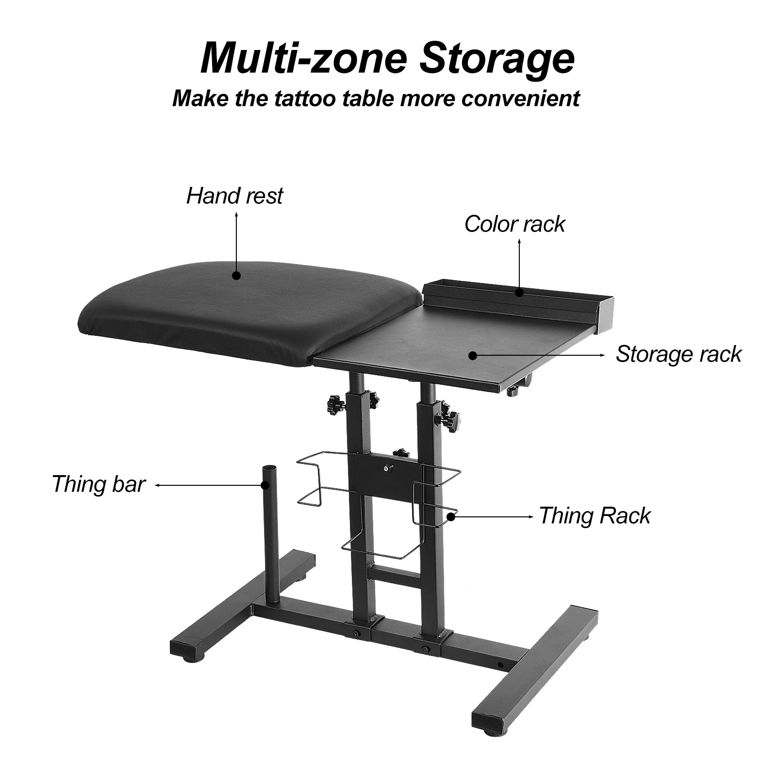 Tattooing Armrest, Tattooing Station Table Hand Rest, Adjustable Height Ink Armrest Stand for Clinics Photo Studios