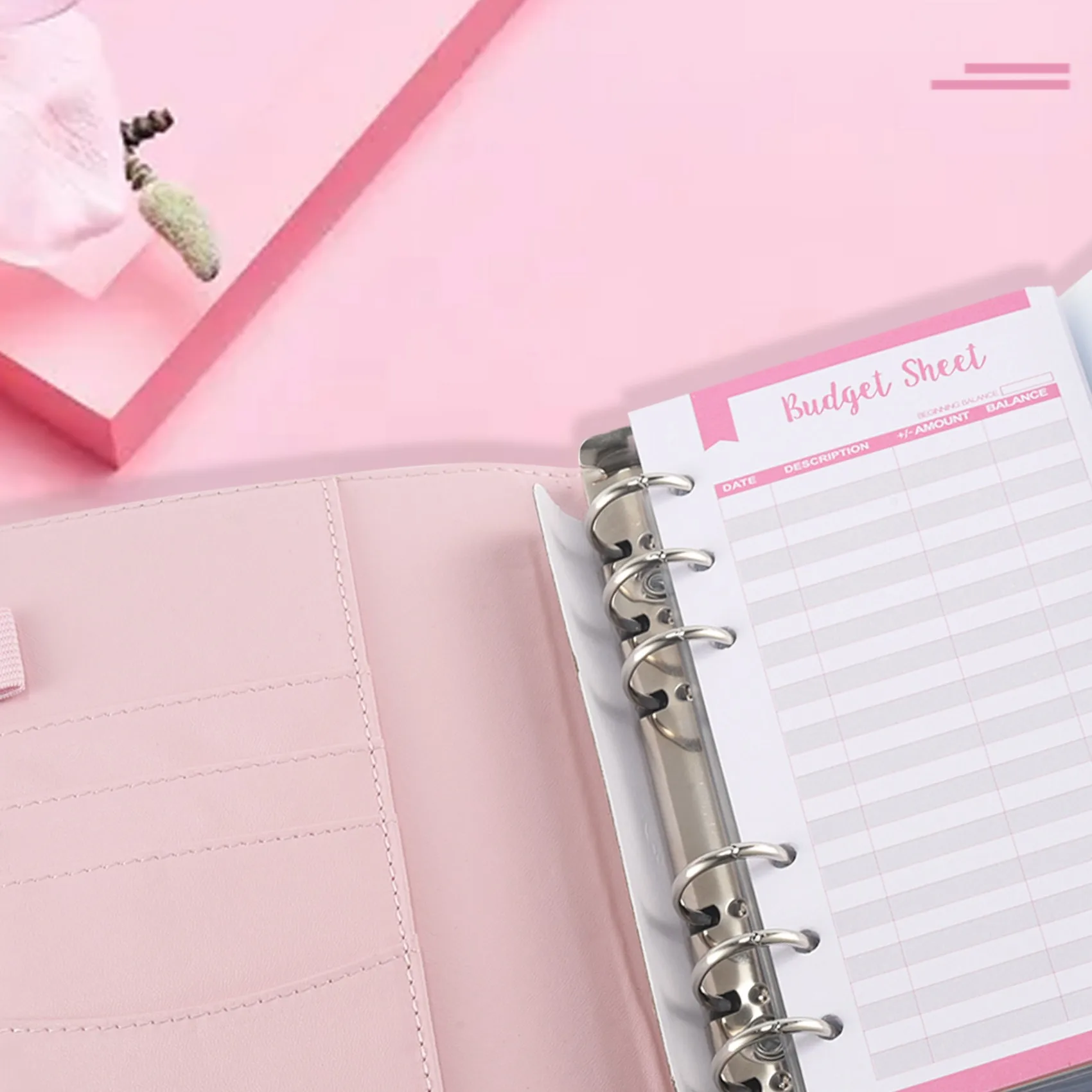 A6 دفتر الملاحظات الموثق مخطط الميزانية المنظم 6 حلقة الموثق غطاء ، جيوب الموثق ، أوراق ميزانية النفقات الشائكة حاكم-POS