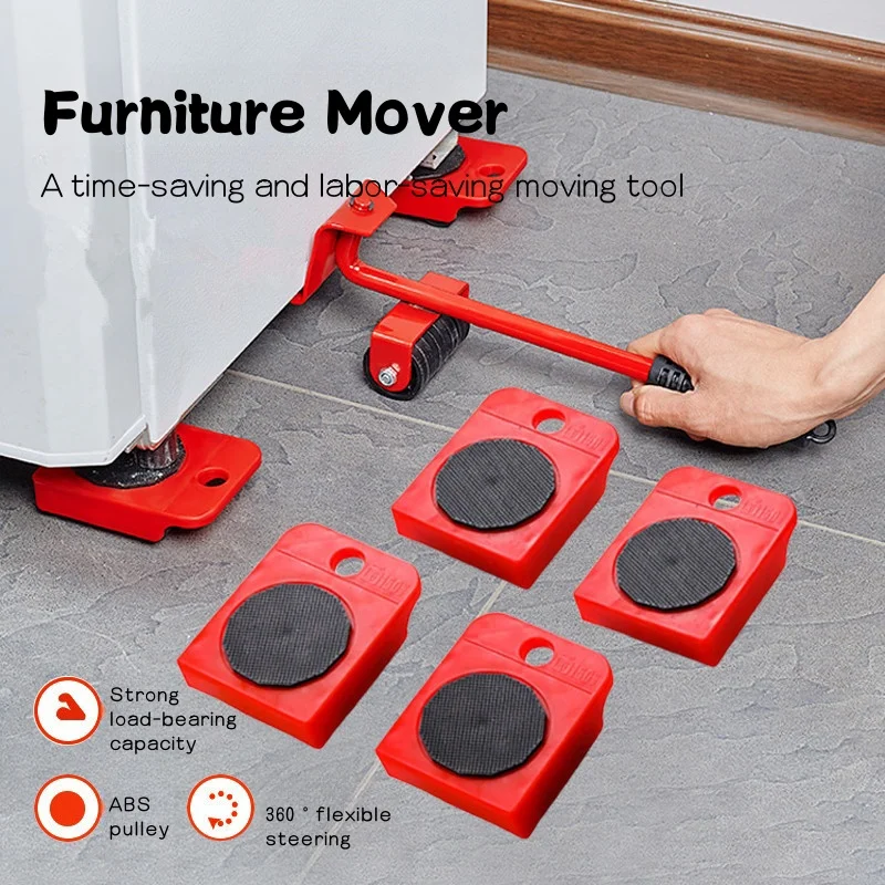 

Furniture Moving Transport Roller Removal Lifting Moving Set Wheel Bar Mover Moving Heavy Stuffs Device Hand Labor-saving Tools