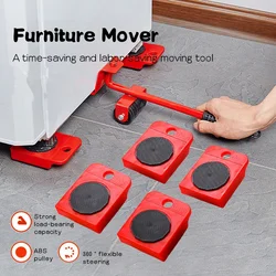 Furniture Moving Transport Roller Removal Lifting Moving Set Wheel Bar Mover Moving Heavy Stuffs Device Hand Labor-saving Tools