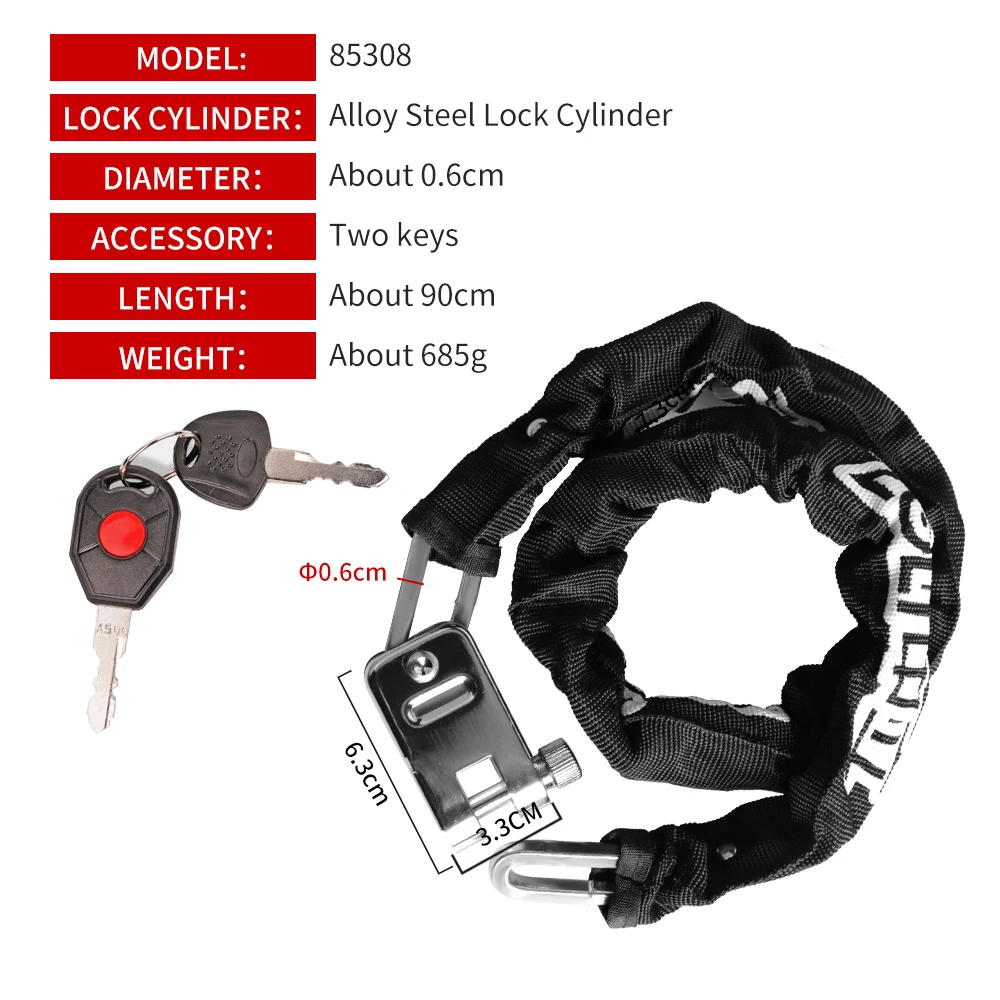 Zoli bicycle chain lock portable anti-theft high security mountain bike lock key lock combination lock suitable for scooters and