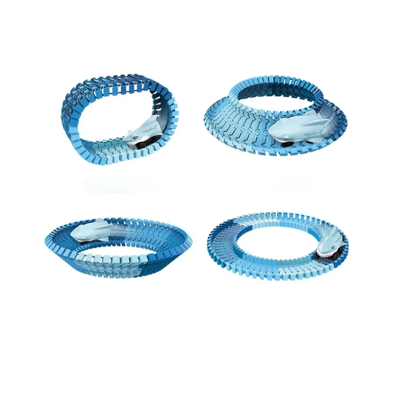 Elektrische Shark Rail Car Educatief Veelzijdig Diy Assemblage Achtbaan Monster Racing Set Speelgoed Kinderen Stoomset Verjaardagscadeau