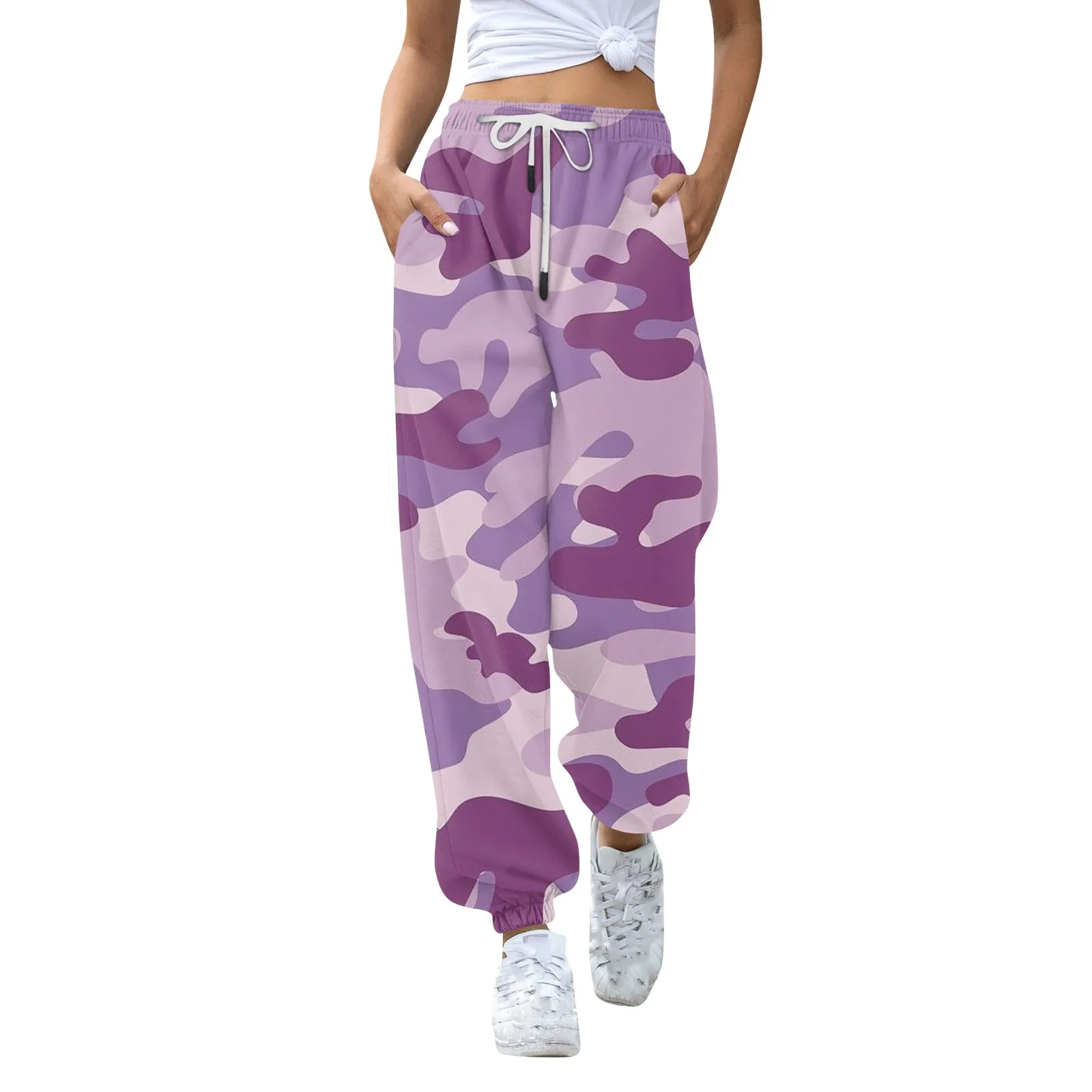 

Womens'S High Waist Drawstring Camouflage Sweatpants Trousers Warm Winter Long Pants For Women With Pockets Sports Sweatwear