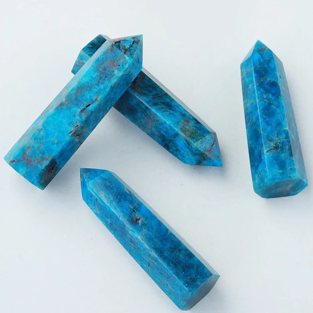 1PC Natural Apatite Column Stone Mineral Single Pointed Hexagonal Prism Obelisk Point Wand Stone Crafts Home Decoration 4-8cm