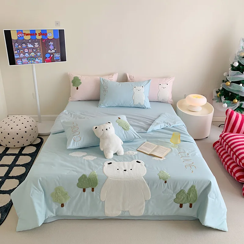 New skin friendly and comfortable 40s cotton washed cotton summer quilt four piece set series - multiple colors and sizes to cho