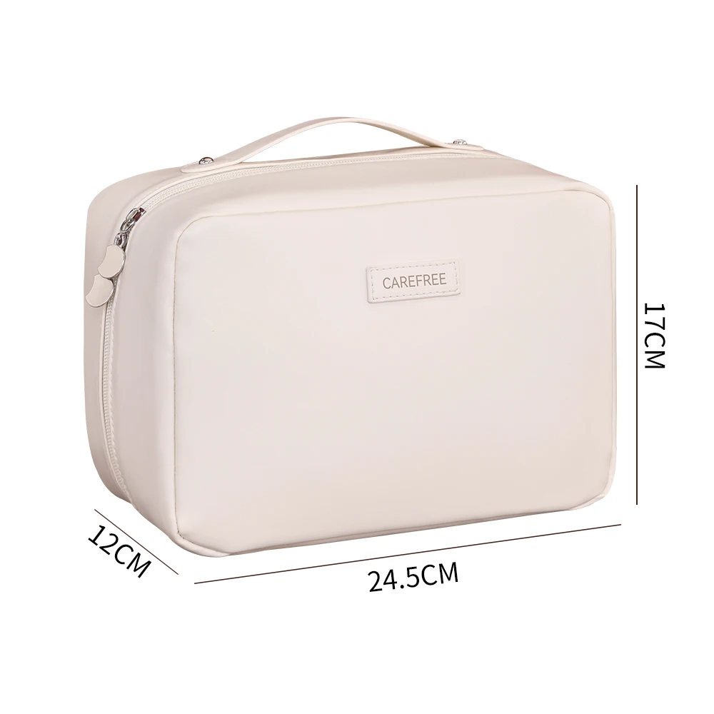 대용량 방수 PU 가죽 메이크업 가방 여성용 휴대용 여행 화장품 보관 가방 스킨 케어 워시 가방