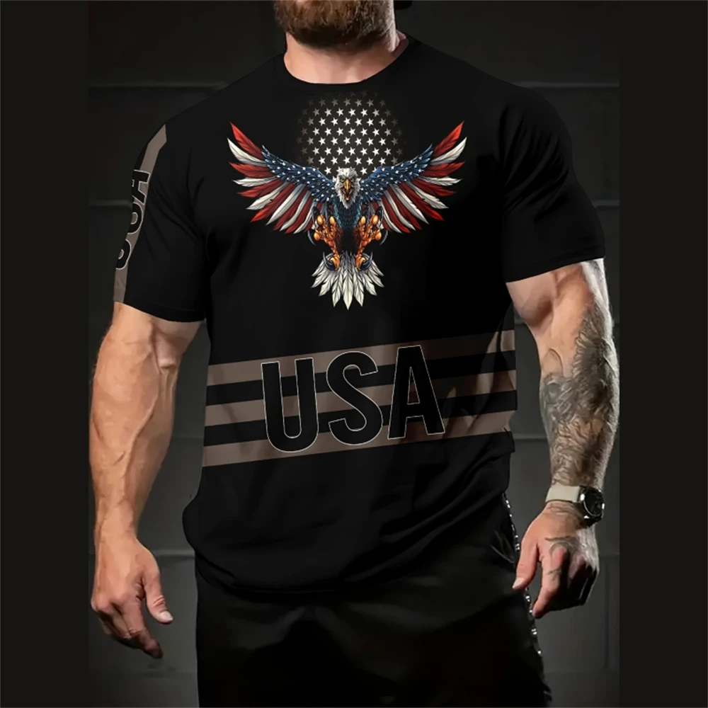 Eagle&Letter Men's T-Shirt 3d Print Short Sleeve Tees Summer Casual Quick Dry Tops Streetwear Oversized