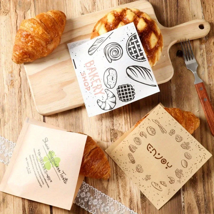 100Pcs Backpapier Einweg Gebratene Lebensmittel Öl Beweis Kraft Papier Tasche Dreieck Hand Erfassen Donut Kleine Brot Dessert Hause shop