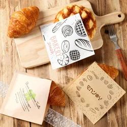 100Pcs Baking Paper Disposable Fried Food Oil Proof Kraft Paper Bag Triangle Hand Grasp Doughnut Small Bread Dessert Home Store