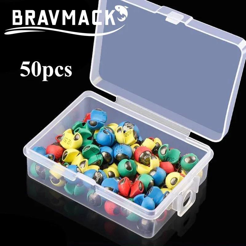 Schnell öffnendes Angelblei-Sinker-Set, runde Bissgewichte, Beißclip, Verpackung, Kleber, die die Linie nicht beschädigt, Felsangelsinker, 50 Stück