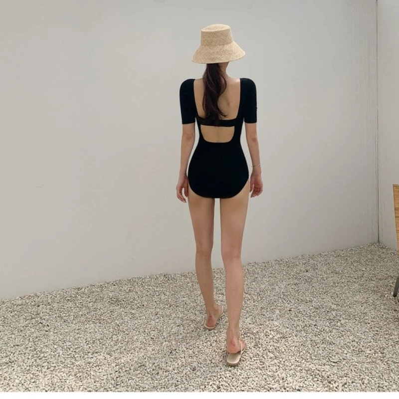 Đầm Nữ Mùa Hè 2022 Thời Trang Hở Lưng Thiết Kế Màu Trơn Gợi Cảm 1 Mảnh Thoáng Khí Thoáng Phong Cách Cho Bể