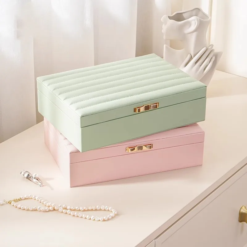 

Чехол для ювелирных изделий большой емкости, изысканный однослойный органайзер для ювелирных изделий, шкатулка для драгоценностей из искусственной кожи, однослойная для организации личной