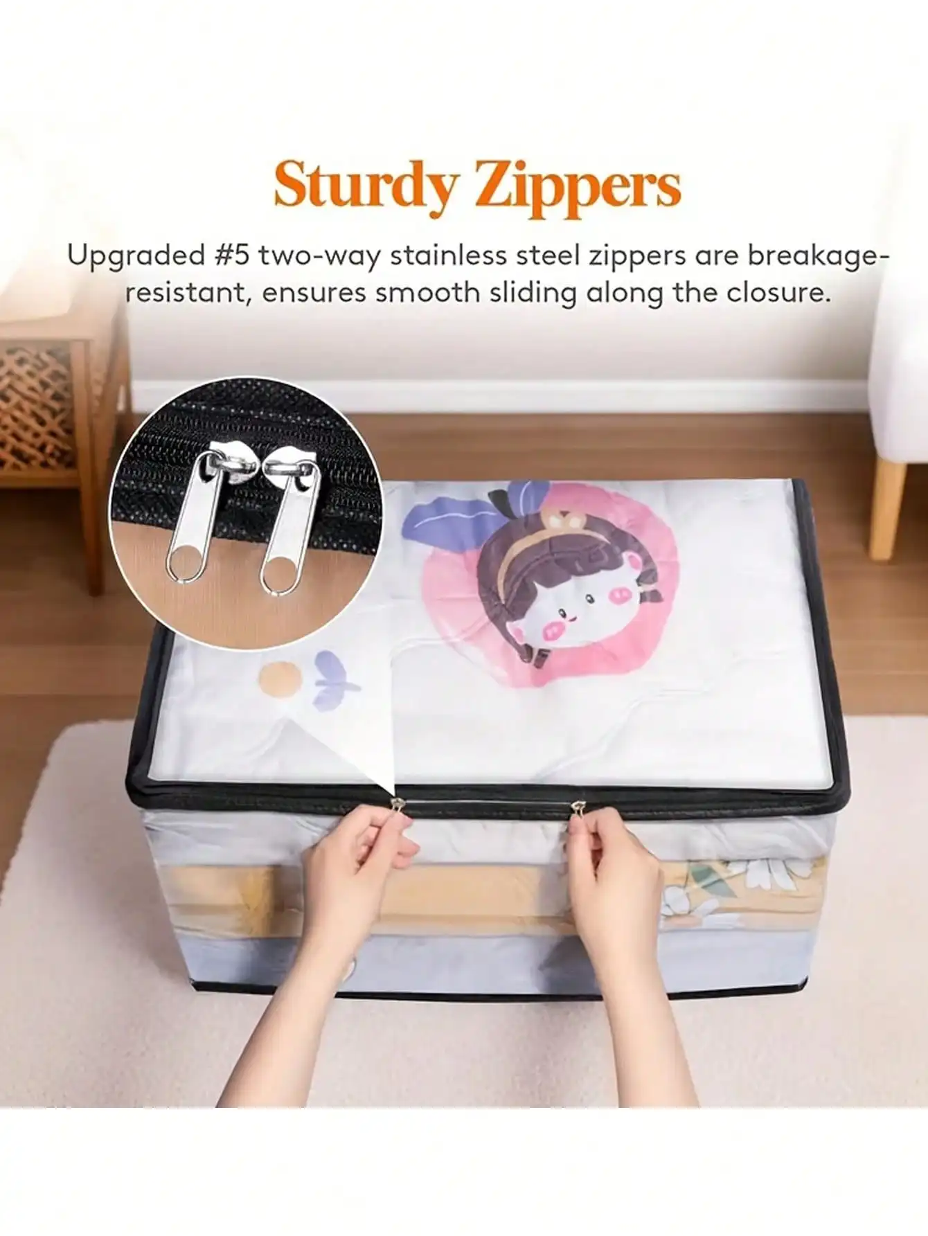 Clear Blanket Storage Bags with Zipper, Plastic Storage Bags for Closet Clothes Comforter Toys Sweaters Bedding, Bed Organizers view 2