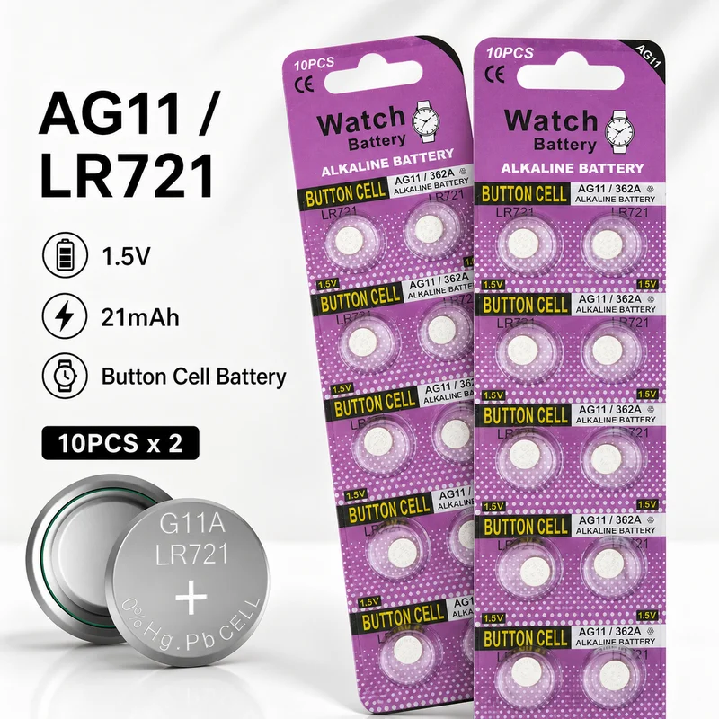 Button Cell Battery AG11 LR721 SR721SW 361 362A LR58 D362 1.5V 10-100PCS Replacement for Watches Toys Coin Cell