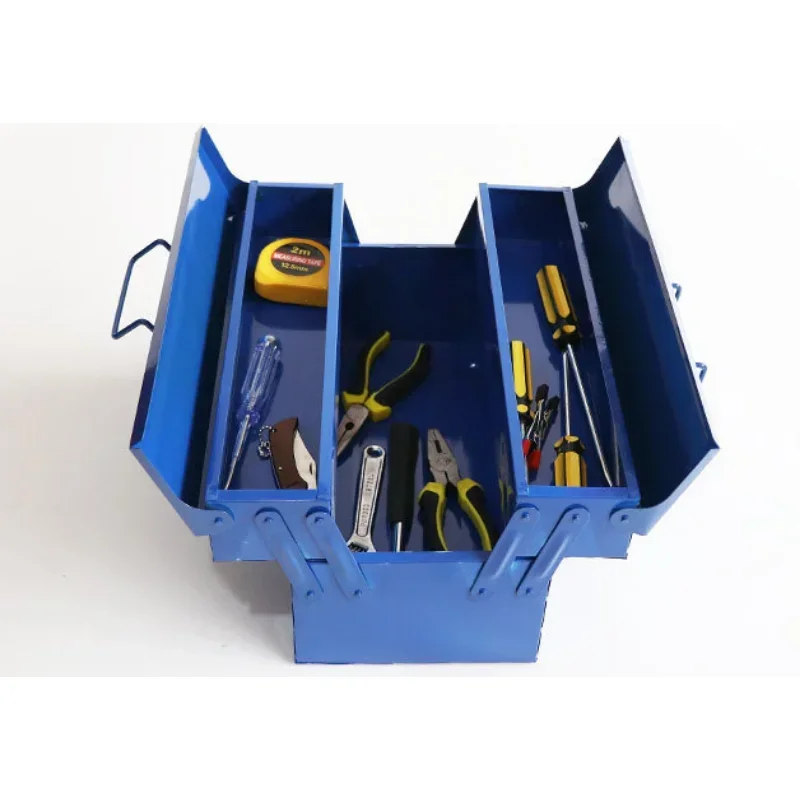 Metal Toolbox Tray Cantilever Steel 3-Portable Tool Box Tool Storage Organizers for Home Electrician Hardware Repair 34x16x15cm