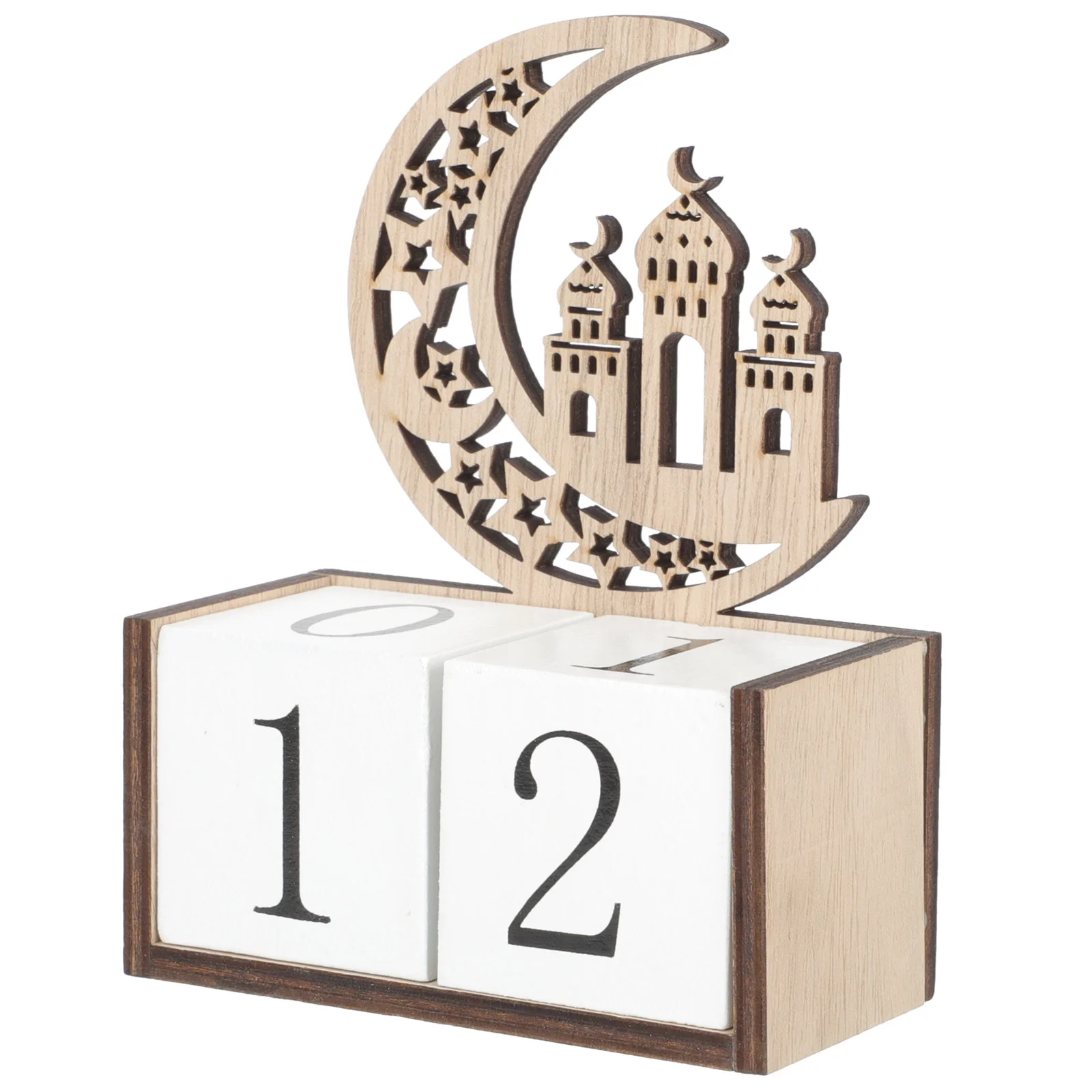 Calendario Eid, adornos de madera de Ramadán para manualidades, decoraciones de escritorio de oficina, cuenta atrás del Festival de Ramadans Mubarak