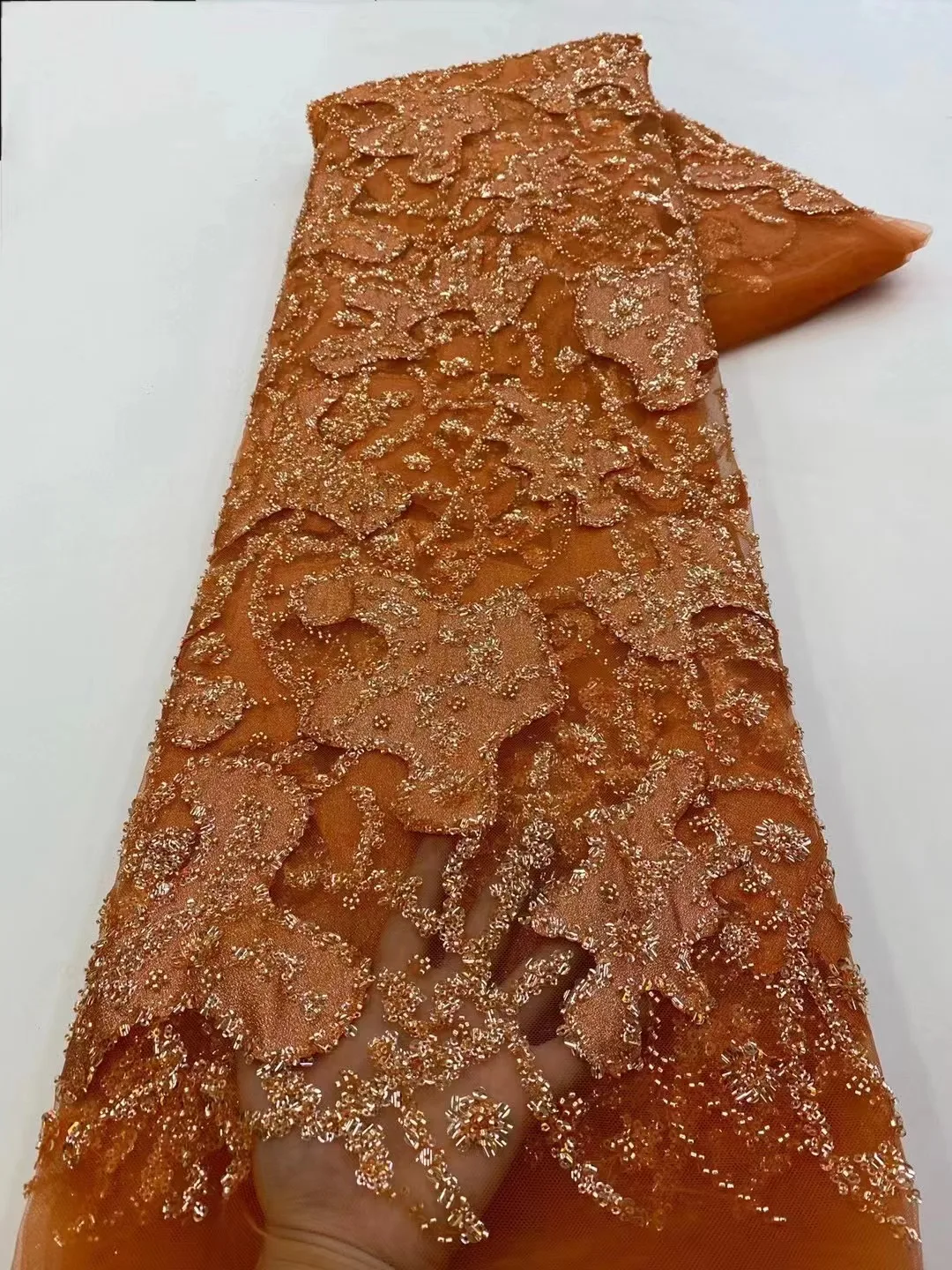 

2023 Luxury French Tulle Net Embroidery with Sequins and Handmade Beaded African Nigerian Lace Fabric for Sewing Wedding Dresses