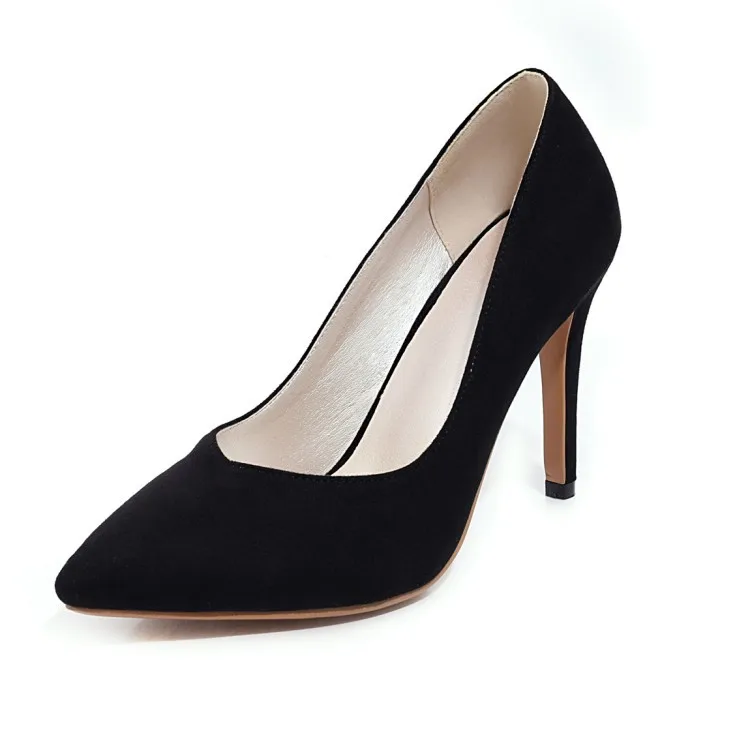 

Velvet Shoes Women Shallow Mouth Gold Heels Work Dress Professional Slip On Pointed Pumps Nubuck Sandals Ladies Lace-Up Office