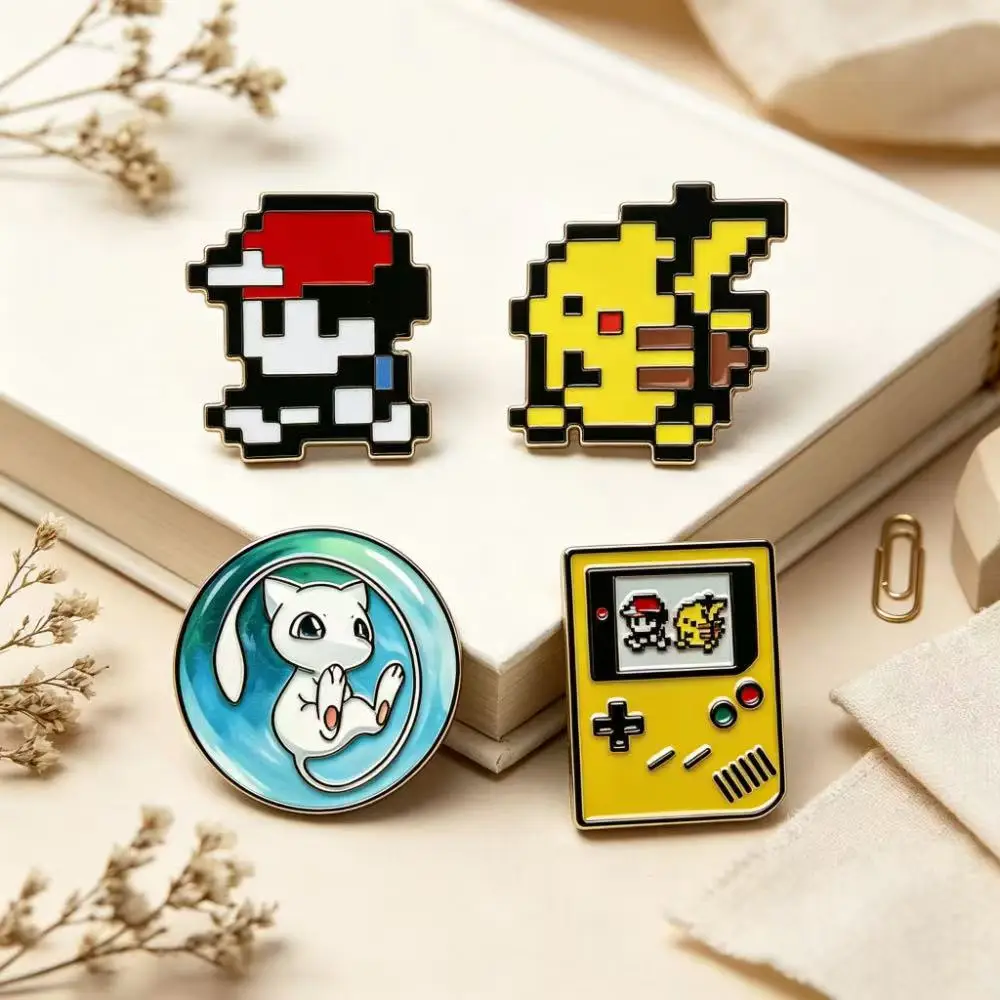 4pcs Retro Game bit Pixel  Enamel Pins Cute Cartoon  Brooches Badge Backpack Accessories For Fans Gift