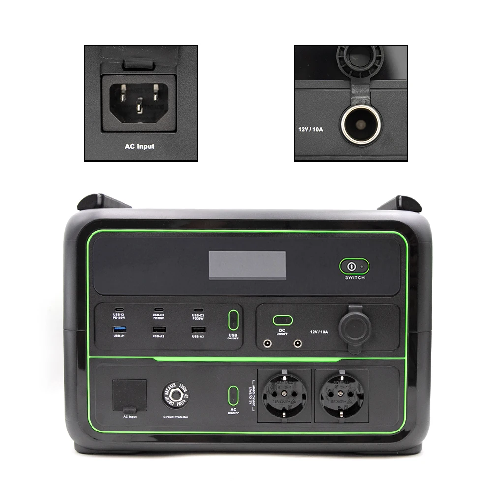 1200W New Solar Charging Power Station Outdoors Camping Travel Portable Power Supply Station