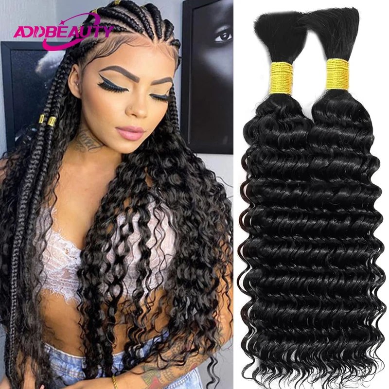 Human Braiding Hair for Boho Braids Deep Wave Bulk Human Remy Hair for Braiding No Weft 100% Real Curly Human Hair Extension 50g