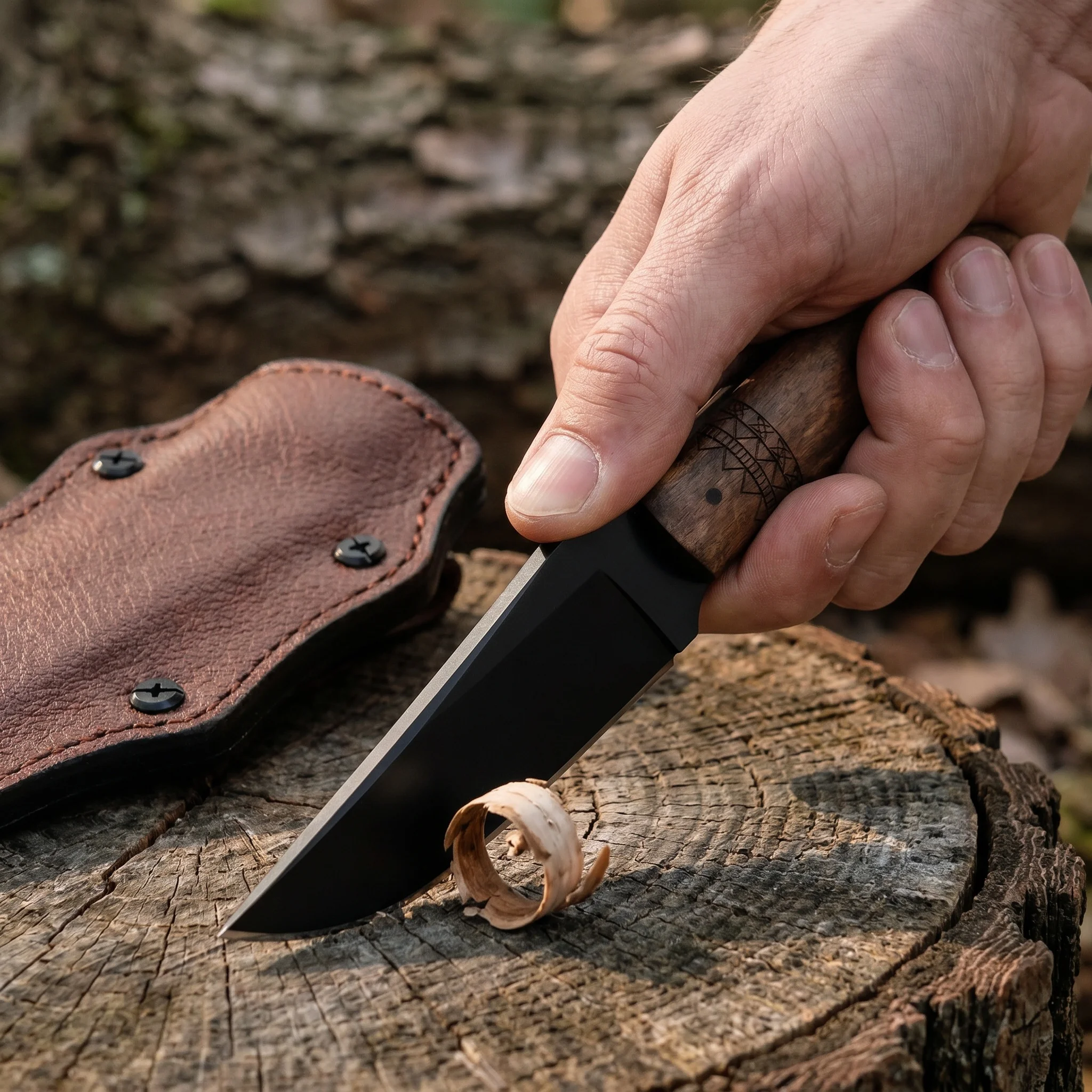 Multi-functional daily-use outdoor knife with integrated blade for camping, hiking, and garden maintenance
