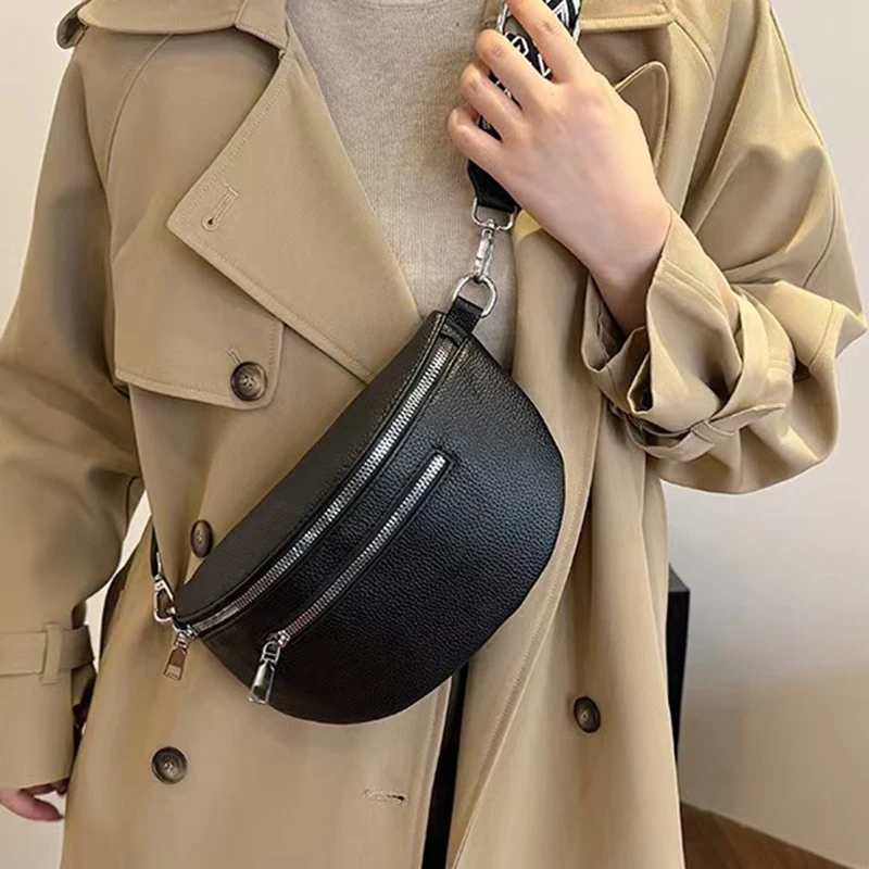 Bolso Bandolera Casual con Múltiples Bolsillos - Riñonera Moderna con Correa Ancha, Ligera para Mujer y Uso Diario