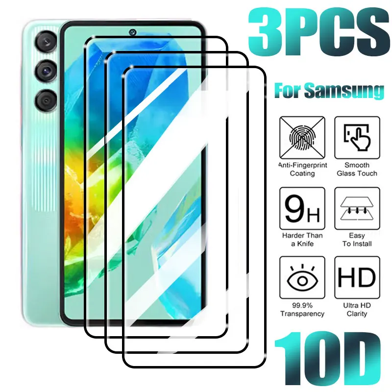 

3Pcs Full Cover Tempered Glass For Samsung Galaxy M05 M15 M55 M35 M04 M14 M34 Screen Protector Samsung M53 M23 M13 M22 M32 4G