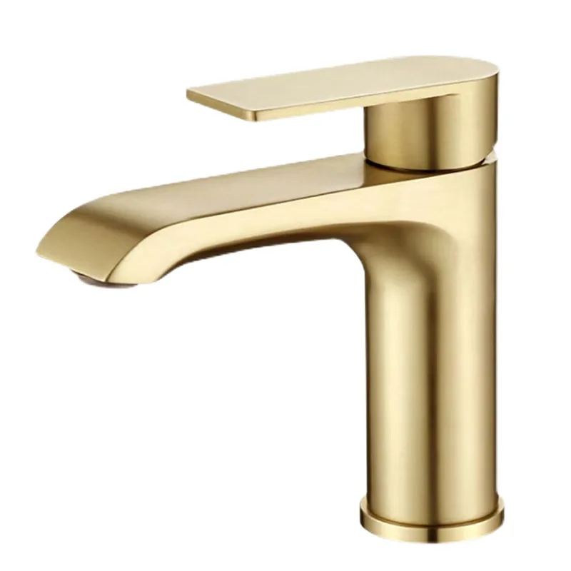 Stainless Steel Washroom Sink Faucet Deck Mount One Hole Bathroom Faucet Modern Single Handle Hot and Cold Mixer Tap Gray