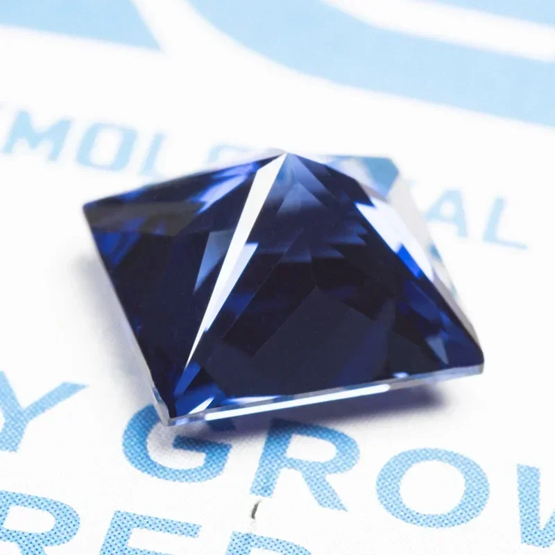 Lab Grown Sapphire Royal Blue สีคุณภาพสูง Princess-cut Charm ลูกปัดสําหรับเครื่องประดับ Diy ทําแหวนเลือก AGL ใบรับรอง