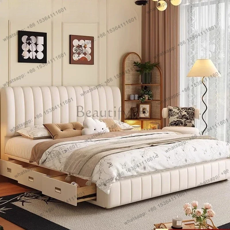 ld Storage Multifunctional Bed Queen Double Simple Luxury Headboards Bed Space Saving Sleeping Letto Matrimoniale Modern