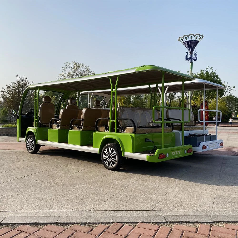 Export oriented hot selling enclosed 14 seat electric shuttle bus sightseeing bus