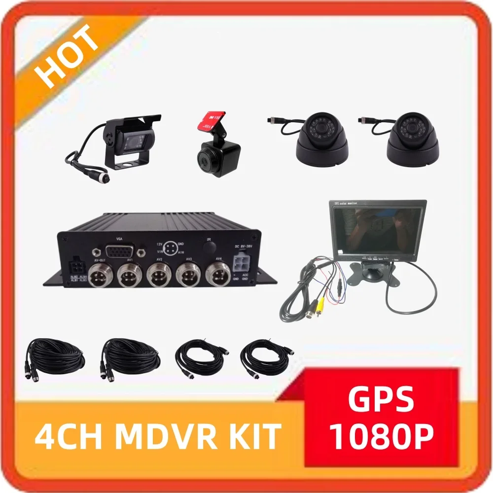 Hot Sales 4 Channel 1080P Car Dvr with GPS Mobile Video Recorder Vehicle Car Security Camera System Camera Kit