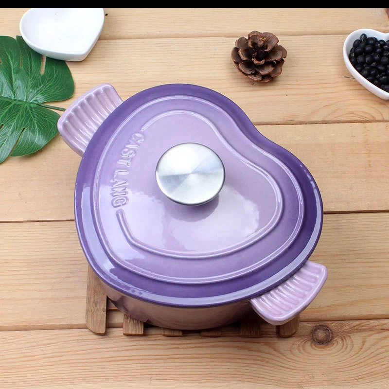 Pots Sets For Cooking Pink Love Soup Pot Multifunctional Enamel Induction Cooker Home Kitchen Pan19cm Non Stick Cooking Pot