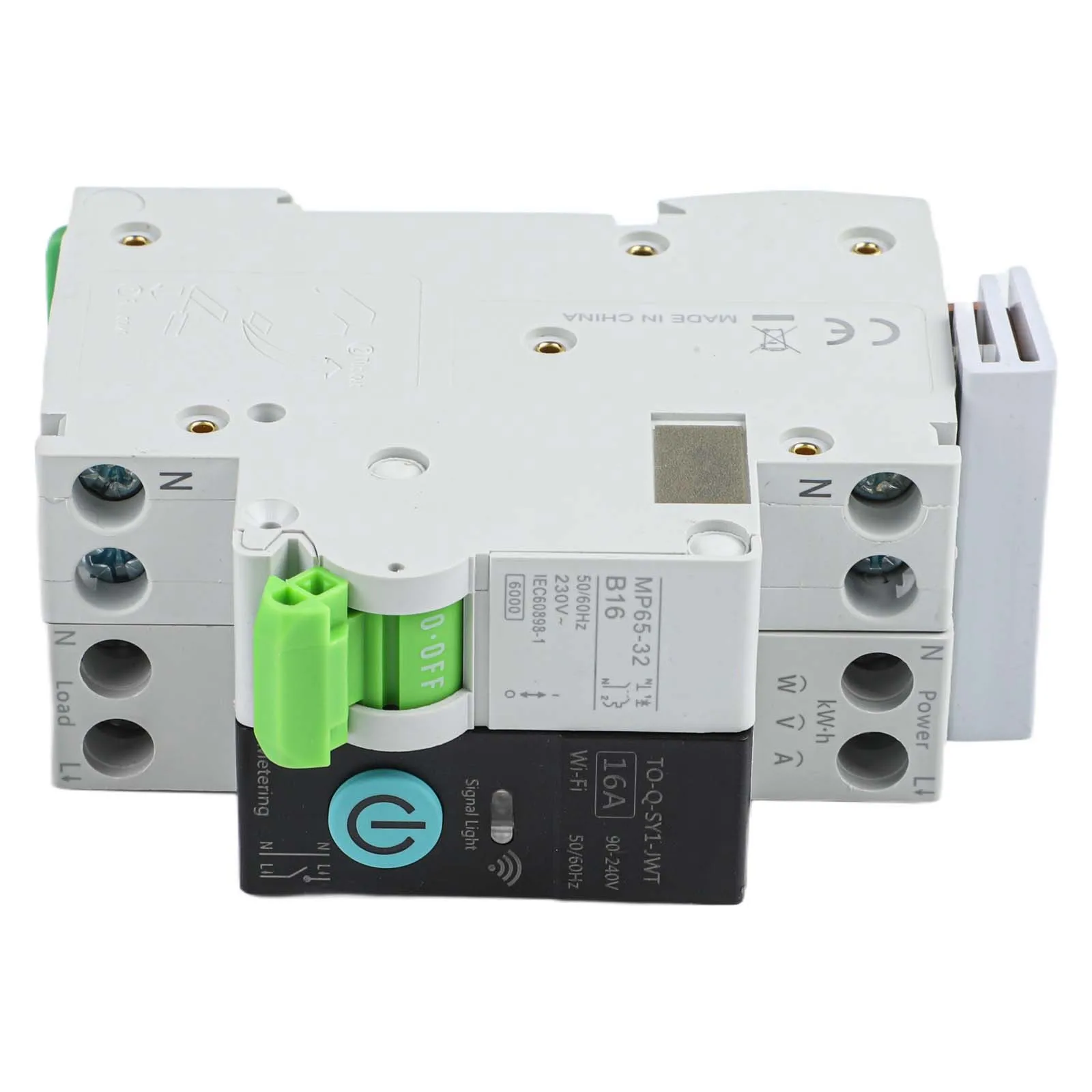Remote Control Smart Circuit Breaker 16A WiFi with Metering and DinRail Mount Compatible with For Tuya and Voice Assistants