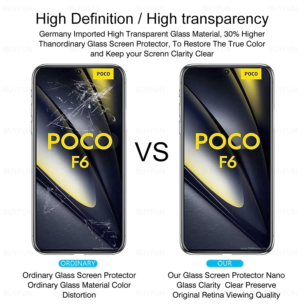 Protetor de Tela de Vidro Temperado para Xiaomi, Capa Protetora, Xiaomi, F6, 5G, F6 Pro, PocoF6Pro, F 6 Pro, 6.67"