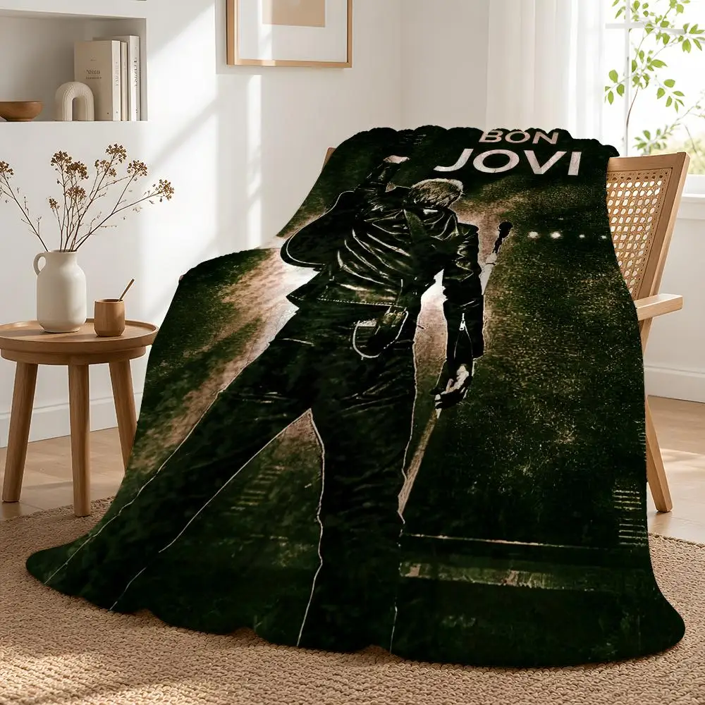 B-Bon Jovi Outdoor Bedside Soft Vintage Unisex Washable Gift Ready Throw Throw