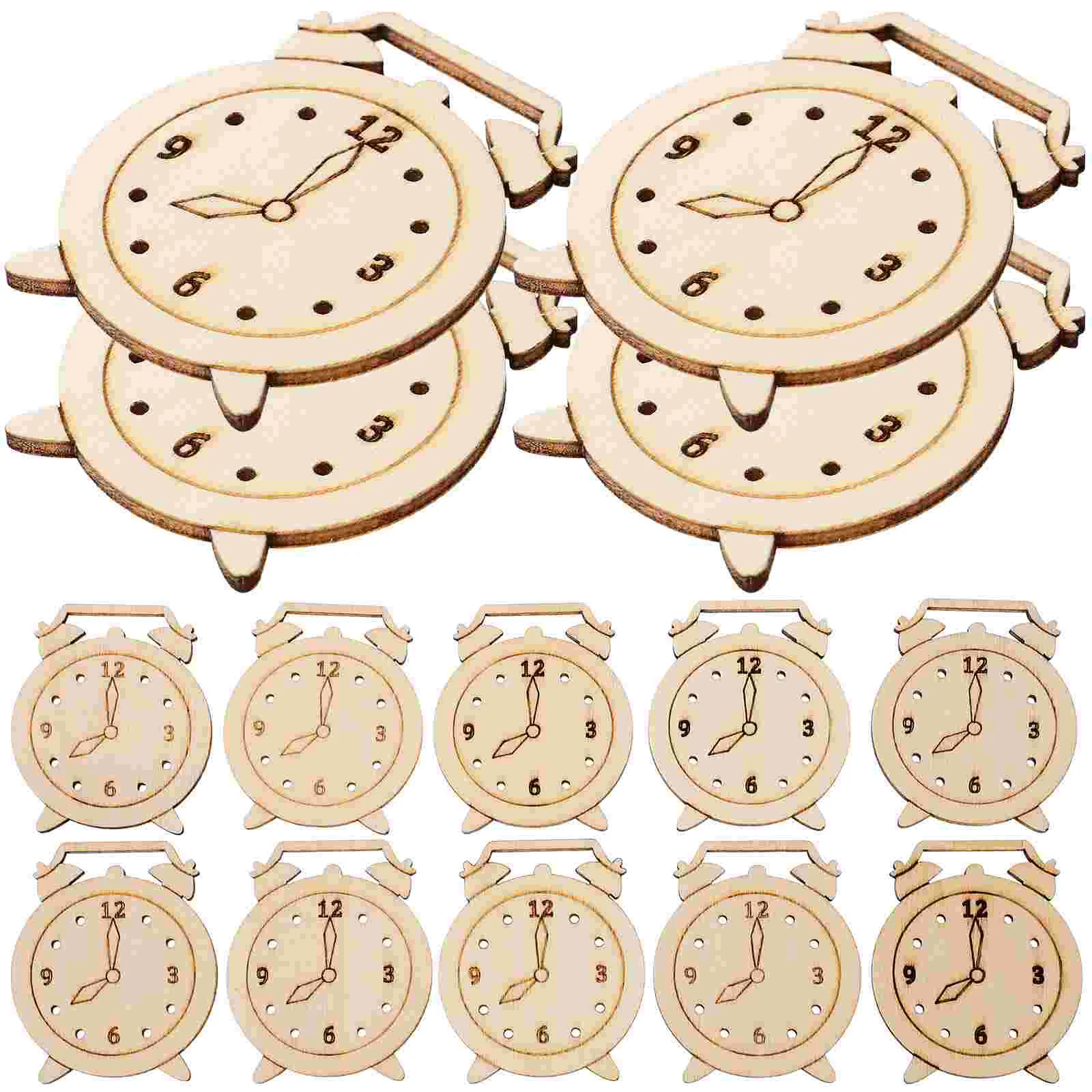 5 Packs Unfinished Wooden Cutouts Graffiti Chips Decor Label DIY Slices Clock Child