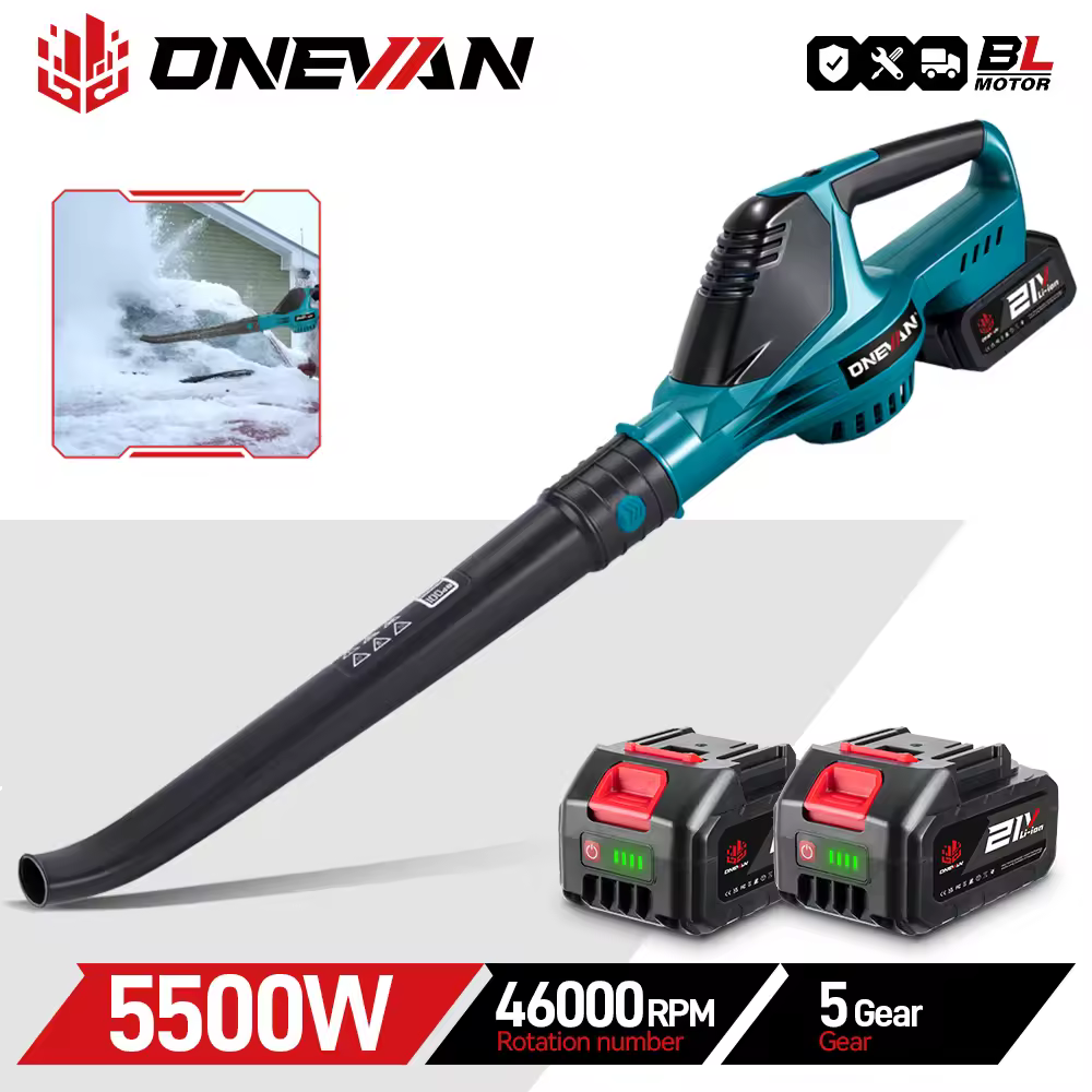 ONEVAN 5500W מפוח אוויר חשמלי ללא מברשת 46000RPM ניקוי עלים אבק שלג ניקוי כלי עוצמה עבור סוללת Makita 18V Pin