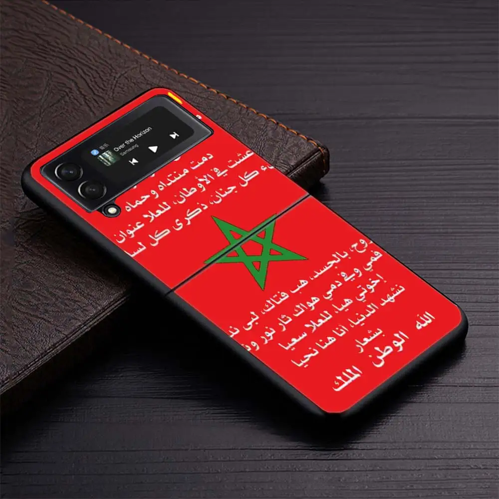 Marocco Flag Passport Zflip4 Zflip5 custodia per telefono per Samsung Z Flip3 Flip4 Flip5 5G zFlip 4 5 Cover cellulare Shell Caso Fundas