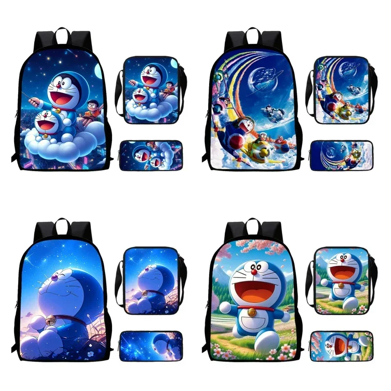 Anime D-Doraemon Child School Backpack With Shoulder Bags Pencil Bags For Kindergarten,Large Cartoon School Bags for Girls Boys