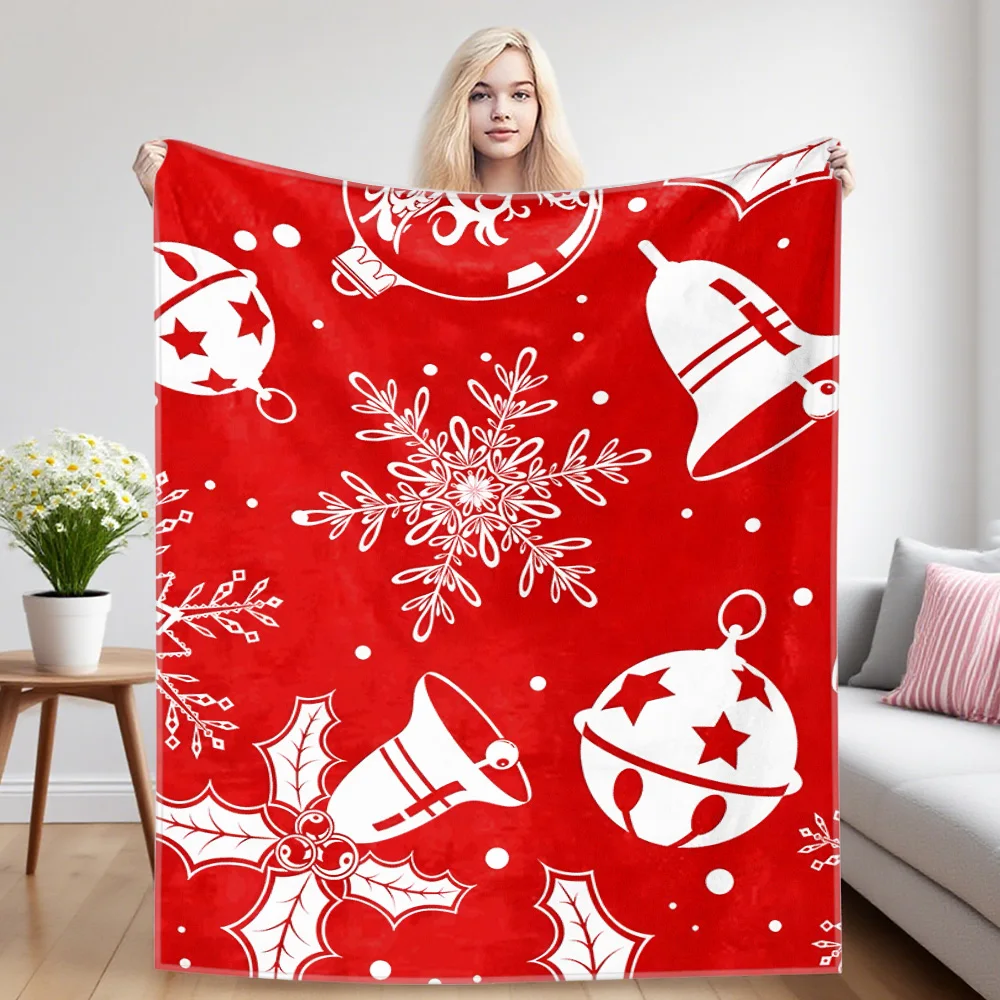Xmas Ornaments Winter And Summer Dual-Use Comfortable Flannel Blanket, Soft And Sticky Sofa Cover Blanket, Exquisite Gift