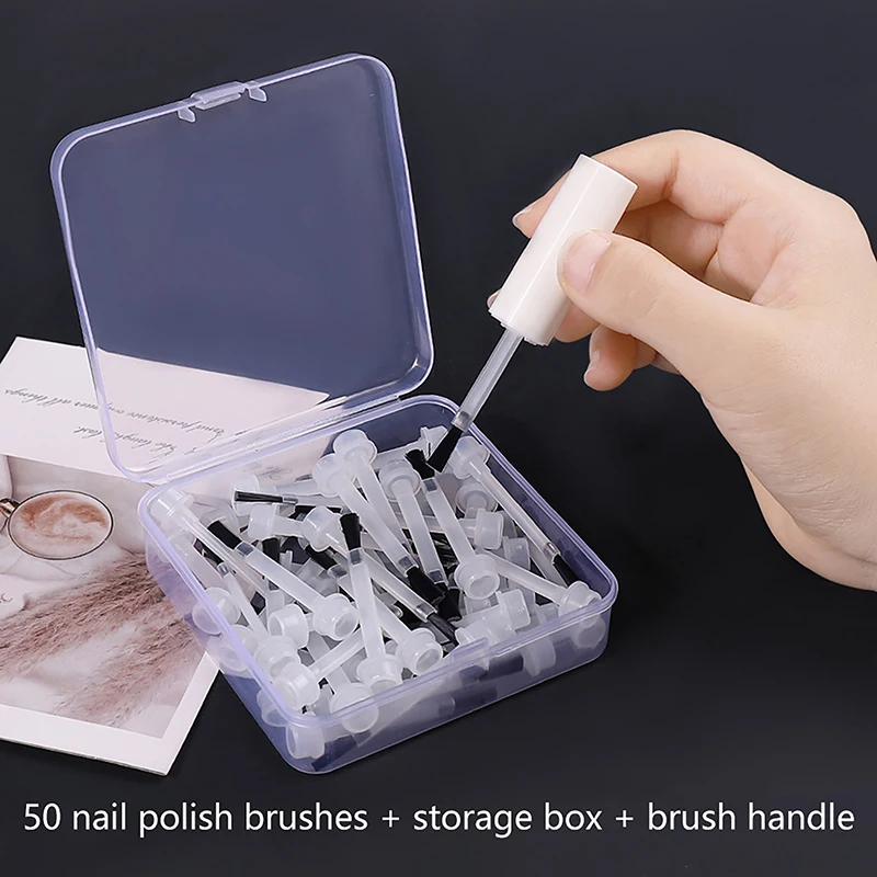 

50Pcs/Box Nail Polish Bottle Replacement Brush Disposable Nail Polish Brush Nail Art Brush Liquid Applicators Manicure Tools