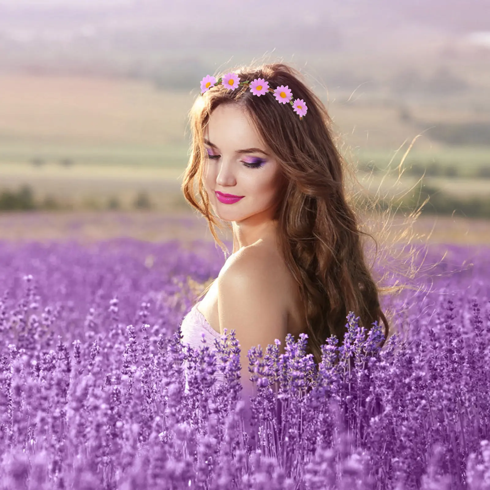 

5pcs Cloth Marguerite Headband For Women Ultra-Lightweight Natural Flower Petal Design Photography Tea Party Garden Event