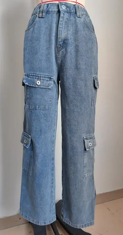 2025 Elegante Unterseite, neu gewaschenes, halbelastisches Design, personalisierte Denim-Arbeitskleidung, Freizeithose, Damenbekleidung