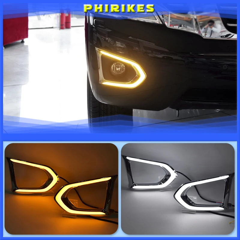 

1Pair Car LED DRL For Nissan Patrol Y62 2016 2017 2018 Daytime Running Light With Yellow Turn Signal Night Blue Fog Lamp